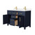 Wyndham WCG242448DBLCCUNSMXX Beckett 48 Inch Double Bathroom Vanity in Dark Blue, Carrara Cultured Marble Countertop, Undermount Square Sinks, Brushed Gold Trim
