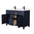 Wyndham WCG242448DBBCCUNSMXX Beckett 48 Inch Double Bathroom Vanity in Dark Blue, Carrara Cultured Marble Countertop, Undermount Square Sinks, Matte Black Trim
