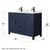 Wyndham WCG242448DBBCCUNSMXX Beckett 48 Inch Double Bathroom Vanity in Dark Blue, Carrara Cultured Marble Countertop, Undermount Square Sinks, Matte Black Trim