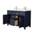 Wyndham WCG242448DBLWCUNSMXX Beckett 48 Inch Double Bathroom Vanity in Dark Blue, White Cultured Marble Countertop, Undermount Square Sinks, Brushed Gold Trim
