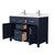 Wyndham WCG242448DBNWCUNSMXX Beckett 48 Inch Double Bathroom Vanity in Dark Blue, White Cultured Marble Countertop, Undermount Square Sinks, Brushed Nickel Trim