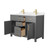 Wyndham WCG242448DGGCCUNSMXX Beckett 48 Inch Double Bathroom Vanity in Dark Gray, Carrara Cultured Marble Countertop, Undermount Square Sinks, Brushed Gold Trim