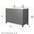 Wyndham WCG242448DGGCCUNSMXX Beckett 48 Inch Double Bathroom Vanity in Dark Gray, Carrara Cultured Marble Countertop, Undermount Square Sinks, Brushed Gold Trim