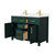 Wyndham WCG242448DGDCCUNSMXX Beckett 48 Inch Double Bathroom Vanity in Green, Carrara Cultured Marble Countertop, Undermount Square Sinks, Brushed Gold Trim
