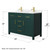 Wyndham WCG242448DGDCCUNSMXX Beckett 48 Inch Double Bathroom Vanity in Green, Carrara Cultured Marble Countertop, Undermount Square Sinks, Brushed Gold Trim