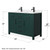 Wyndham WCG242448DGKCCUNSMXX Beckett 48 Inch Double Bathroom Vanity in Green, Carrara Cultured Marble Countertop, Undermount Square Sinks, Matte Black Trim