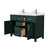 Wyndham WCG242448DGEWCUNSMXX Beckett 48 Inch Double Bathroom Vanity in Green, White Cultured Marble Countertop, Undermount Square Sinks, Brushed Nickel Trim
