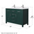 Wyndham WCG242448DGEWCUNSMXX Beckett 48 Inch Double Bathroom Vanity in Green, White Cultured Marble Countertop, Undermount Square Sinks, Brushed Nickel Trim