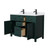 Wyndham WCG242448DGKWCUNSMXX Beckett 48 Inch Double Bathroom Vanity in Green, White Cultured Marble Countertop, Undermount Square Sinks, Matte Black Trim