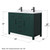 Wyndham WCG242448DGKWCUNSMXX Beckett 48 Inch Double Bathroom Vanity in Green, White Cultured Marble Countertop, Undermount Square Sinks, Matte Black Trim
