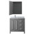 Wyndham WCV252536SKGCMUNSMED Daria 36 Inch Single Bathroom Vanity in Dark Gray, White Carrara Marble Countertop, Undermount Square Sink, and Medicine Cabinet