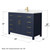 Wyndham WCG242448SBLCCUNSMXX Beckett 48 Inch Single Bathroom Vanity in Dark Blue, Carrara Cultured Marble Countertop, Undermount Square Sink, Brushed Gold Trim