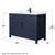 Wyndham WCG242448SBBCCUNSMXX Beckett 48 Inch Single Bathroom Vanity in Dark Blue, Carrara Cultured Marble Countertop, Undermount Square Sink, Matte Black Trim