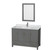 Wyndham WCS141448SKGCMUNSM24 Sheffield 48 Inch Single Bathroom Vanity in Dark Gray, White Carrara Marble Countertop, Undermount Square Sink, and 24 Inch Mirror