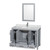 Wyndham WCS141448SGYCMUNSM24 Sheffield 48 Inch Single Bathroom Vanity in Gray, White Carrara Marble Countertop, Undermount Square Sink, and 24 Inch Mirror