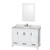 Wyndham WCS141448SWHCMUNOM24 Sheffield 48 Inch Single Bathroom Vanity in White, White Carrara Marble Countertop, Undermount Oval Sink, and 24 Inch Mirror