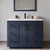 Wyndham WCF292942SBBC2UNSM34 Miranda 42 Inch Single Bathroom Vanity in Dark Blue, Light-Vein Carrara Cultured Marble Countertop, Undermount Square Sink, Matte Black Trim, 34 Inch Mirror