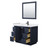Wyndham WCF292942SBBWCUNSM34 Miranda 42 Inch Single Bathroom Vanity in Dark Blue, White Cultured Marble Countertop, Undermount Square Sink, Matte Black Trim, 34 Inch Mirror