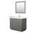 Wyndham WCF292942SGGC2UNSM34 Miranda 42 Inch Single Bathroom Vanity in Dark Gray, Light-Vein Carrara Cultured Marble Countertop, Undermount Square Sink, Brushed Gold Trim, 34 Inch Mirror