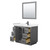 Wyndham WCF292942SGBC2UNSM34 Miranda 42 Inch Single Bathroom Vanity in Dark Gray, Light-Vein Carrara Cultured Marble Countertop, Undermount Square Sink, Matte Black Trim, 34 Inch Mirror