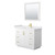 Wyndham WCF292942SWGWCUNSM34 Miranda 42 Inch Single Bathroom Vanity in White, White Cultured Marble Countertop, Undermount Square Sink, Brushed Gold Trim, 34 Inch Mirror
