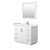 Wyndham WCF292942SWHWCUNSM34 Miranda 42 Inch Single Bathroom Vanity in White, White Cultured Marble Countertop, Undermount Square Sink, Brushed Nickel Trim, 34 Inch Mirror