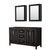 Wyndham WCV252560DDECXSXXMED Daria 60 Inch Double Bathroom Vanity in Dark Espresso, No Countertop, No Sink, and Medicine Cabinets