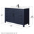 Wyndham WCG242454SBBCCUNSMXX Beckett 54 Inch Single Bathroom Vanity in Dark Blue, Carrara Cultured Marble Countertop, Undermount Square Sink, Matte Black Trim