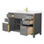 Wyndham WCG242454SGGCCUNSMXX Beckett 54 Inch Single Bathroom Vanity in Dark Gray, Carrara Cultured Marble Countertop, Undermount Square Sink, Brushed Gold Trim