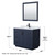 Wyndham WCF292942SBBCMUNSM34 Miranda 42 Inch Single Bathroom Vanity in Dark Blue, White Carrara Marble Countertop, Undermount Square Sink, Matte Black Trim, 34 Inch Mirror
