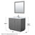 Wyndham WCF292942SKGCMUNSM34 Miranda 42 Inch Single Bathroom Vanity in Dark Gray, White Carrara Marble Countertop, Undermount Square Sink, Brushed Nickel Trim, 34 Inch Mirror