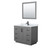 Wyndham WCF292942SGBCMUNSM34 Miranda 42 Inch Single Bathroom Vanity in Dark Gray, White Carrara Marble Countertop, Undermount Square Sink, Matte Black Trim, 34 Inch Mirror