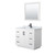 Wyndham WCF292942SWBCMUNSM34 Miranda 42 Inch Single Bathroom Vanity in White, White Carrara Marble Countertop, Undermount Square Sink, Matte Black Trim, 34 Inch Mirror