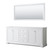 Wyndham WCV232380DWHCXSXXM70 Avery 80 Inch Double Bathroom Vanity in White, No Countertop, No Sinks, and 70 Inch Mirror
