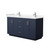 Wyndham WCF292960DBNC2UNSMXX Miranda 60 Inch Double Bathroom Vanity in Dark Blue, Light-Vein Carrara Cultured Marble Countertop, Undermount Square Sinks, Brushed Nickel Trim