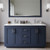 Wyndham WCF292960DBNC2UNSMXX Miranda 60 Inch Double Bathroom Vanity in Dark Blue, Light-Vein Carrara Cultured Marble Countertop, Undermount Square Sinks, Brushed Nickel Trim