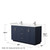Wyndham WCF292960DBNC2UNSMXX Miranda 60 Inch Double Bathroom Vanity in Dark Blue, Light-Vein Carrara Cultured Marble Countertop, Undermount Square Sinks, Brushed Nickel Trim