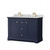Wyndham WCV232348DBLCMUNSMXX Avery 48 Inch Double Bathroom Vanity in Dark Blue, White Carrara Marble Countertop, Undermount Square Sinks, No Mirror