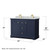 Wyndham WCV232348DBLCMUNSMXX Avery 48 Inch Double Bathroom Vanity in Dark Blue, White Carrara Marble Countertop, Undermount Square Sinks, No Mirror