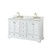 Wyndham WCS202060DWGCMUNOMXX Deborah 60 Inch Double Bathroom Vanity in White, White Carrara Marble Countertop, Undermount Oval Sinks, Brushed Gold Trim, No Mirrors