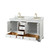 Wyndham WCS202060DWGCMUNOMXX Deborah 60 Inch Double Bathroom Vanity in White, White Carrara Marble Countertop, Undermount Oval Sinks, Brushed Gold Trim, No Mirrors