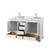 Wyndham WCS202060DWHCMUNSMXX Deborah 60 Inch Double Bathroom Vanity in White, White Carrara Marble Countertop, Undermount Square Sinks, and No Mirror