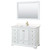 Wyndham WCS202048SWGC2UNSM46 Deborah 48 Inch Single Bathroom Vanity in White, Carrara Cultured Marble Countertop, Undermount Square Sink, Brushed Gold Trim, 46 Inch Mirror