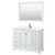Wyndham WCS202048SWHC2UNSM46 Deborah 48 Inch Single Bathroom Vanity in White, Light-Vein Carrara Cultured Marble Countertop, Undermount Square Sink, 46 Inch Mirror
