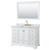 Wyndham WCS202048SWGCMUNSM46 Deborah 48 Inch Single Bathroom Vanity in White, White Carrara Marble Countertop, Undermount Square Sink, Brushed Gold Trim, 46 Inch Mirror