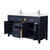 Wyndham WCG242460DBNCCUNSMXX Beckett 60 Inch Double Bathroom Vanity in Dark Blue, Carrara Cultured Marble Countertop, Undermount Square Sinks, Brushed Nickel Trim
