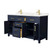 Wyndham WCG242460DBLCCUNSMXX Beckett 60 Inch Double Bathroom Vanity in Dark Blue, Carrara Cultured Marble Countertop, Undermount Square Sinks, No Mirror