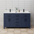 Wyndham WCG242460DBBWCUNSMXX Beckett 60 Inch Double Bathroom Vanity in Dark Blue, White Cultured Marble Countertop, Undermount Square Sinks, Matte Black Trim