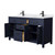 Wyndham WCG242460DBBWCUNSMXX Beckett 60 Inch Double Bathroom Vanity in Dark Blue, White Cultured Marble Countertop, Undermount Square Sinks, Matte Black Trim