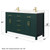 Wyndham WCG242460DGDCCUNSMXX Beckett 60 Inch Double Bathroom Vanity in Green, Carrara Cultured Marble Countertop, Undermount Square Sinks, Brushed Gold Trim